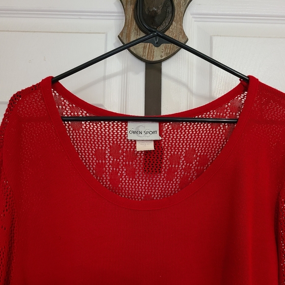 (1345) Caren Sport Woman's Swim Suit Cover-up, Size: 2x Color: Red - Picture 7 of 15